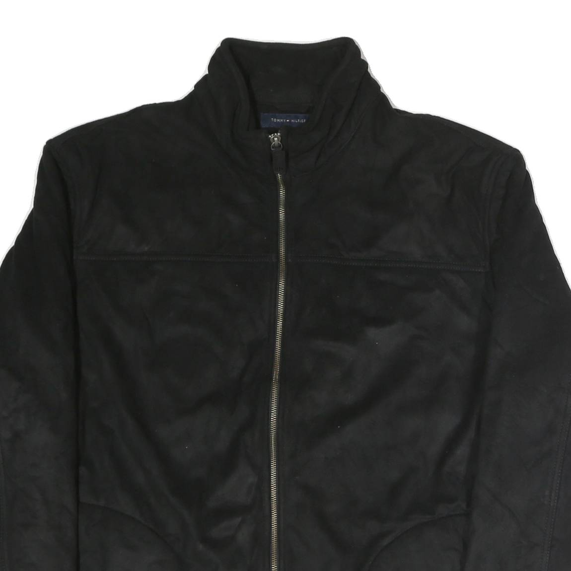TOMMY HILFIGER Womens Black Polyester Blend Zip Jacket XL Classic Plain Zip Up