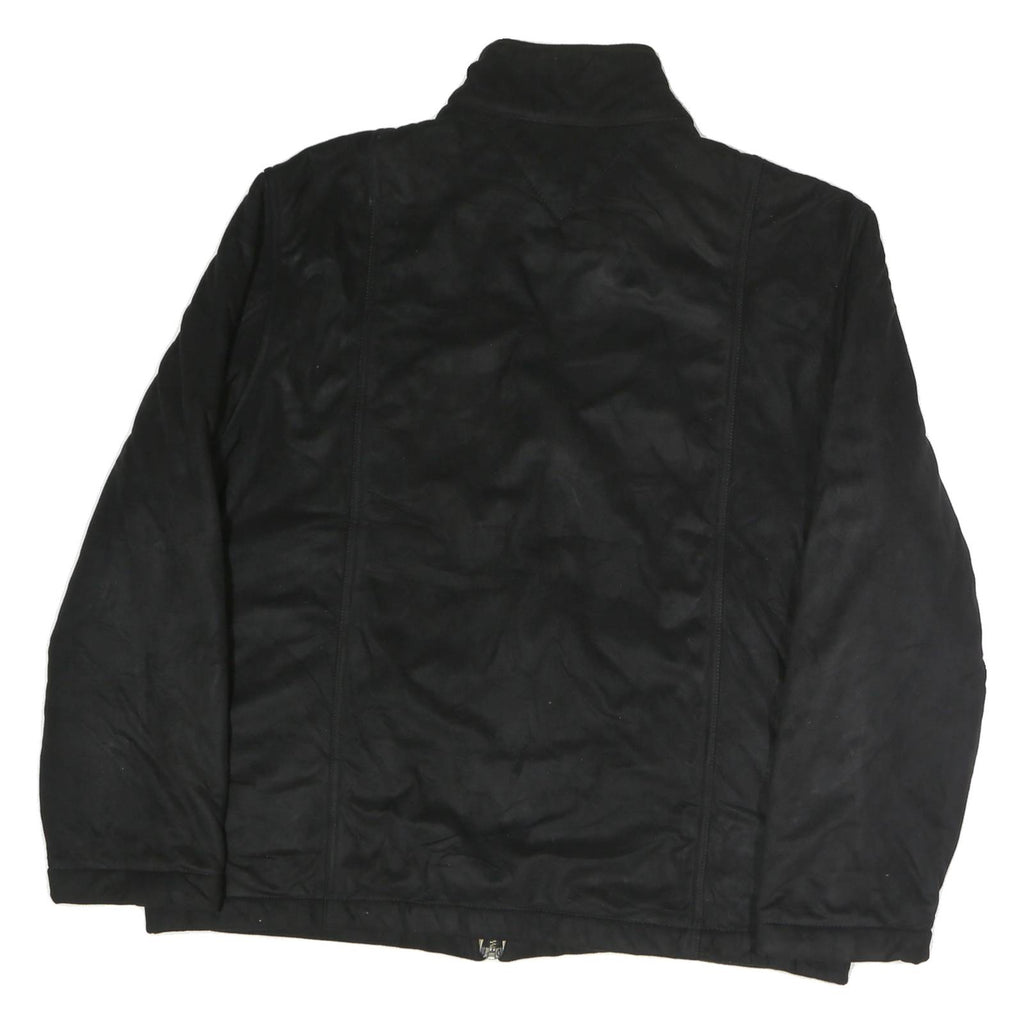 TOMMY HILFIGER Womens Black Polyester Blend Zip Jacket XL Classic Plain Zip Up
