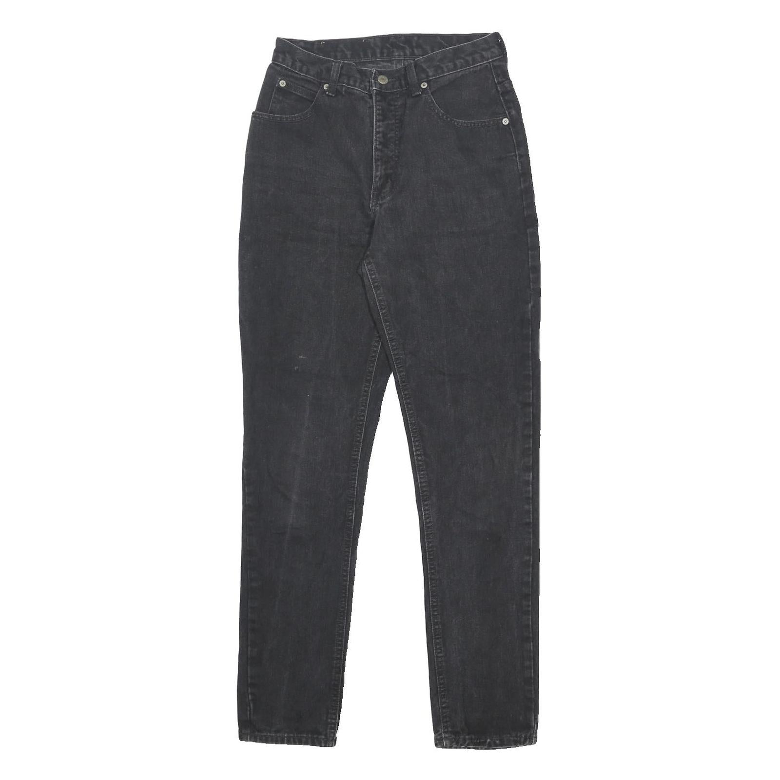 CALVIN KLEIN Womens Slim Black Denim Jeans W26 L30 Zip Cotton Casual