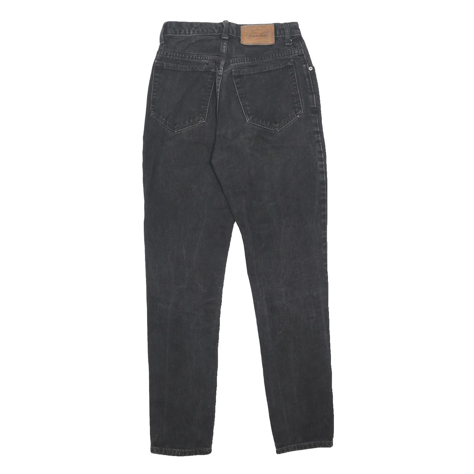 CALVIN KLEIN Womens Slim Black Denim Jeans W26 L30 Zip Cotton Casual