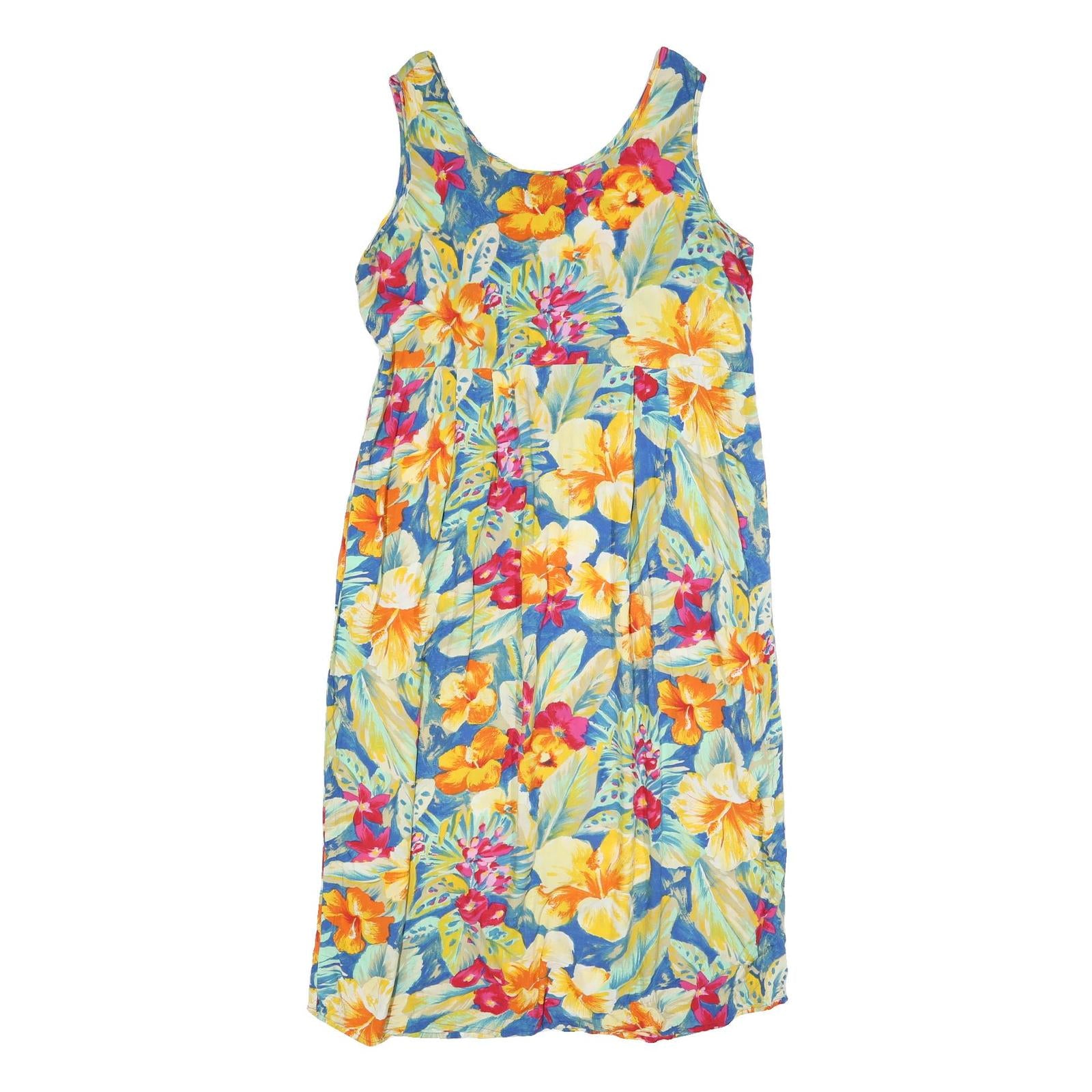 JAMS WORLD Womens Blue Floral Day Cotton Blend Sleeveless Midi XL Tropical Print