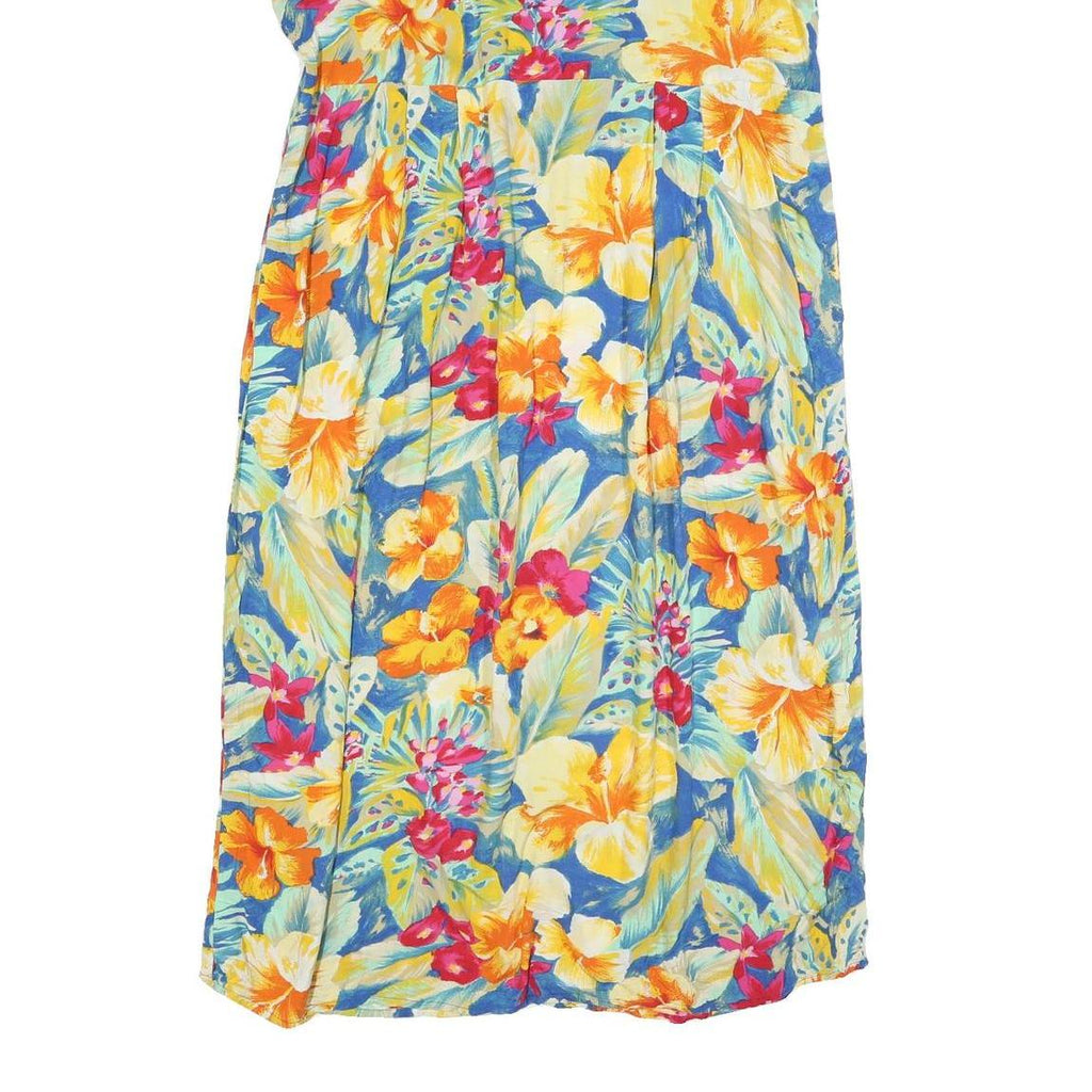 JAMS WORLD Womens Blue Floral Day Cotton Blend Sleeveless Midi XL Tropical Print