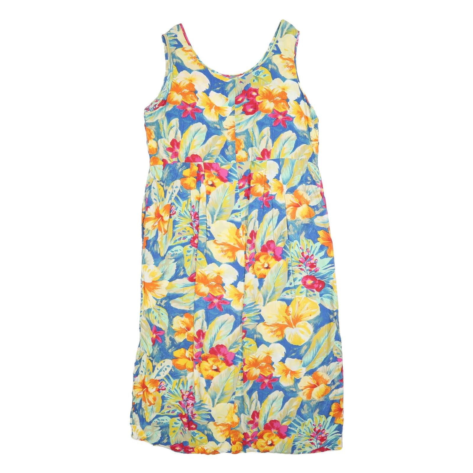 JAMS WORLD Womens Blue Floral Day Cotton Blend Sleeveless Midi XL Tropical Print