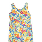 JAMS WORLD Womens Blue Floral Day Cotton Blend Sleeveless Midi XL Tropical Print