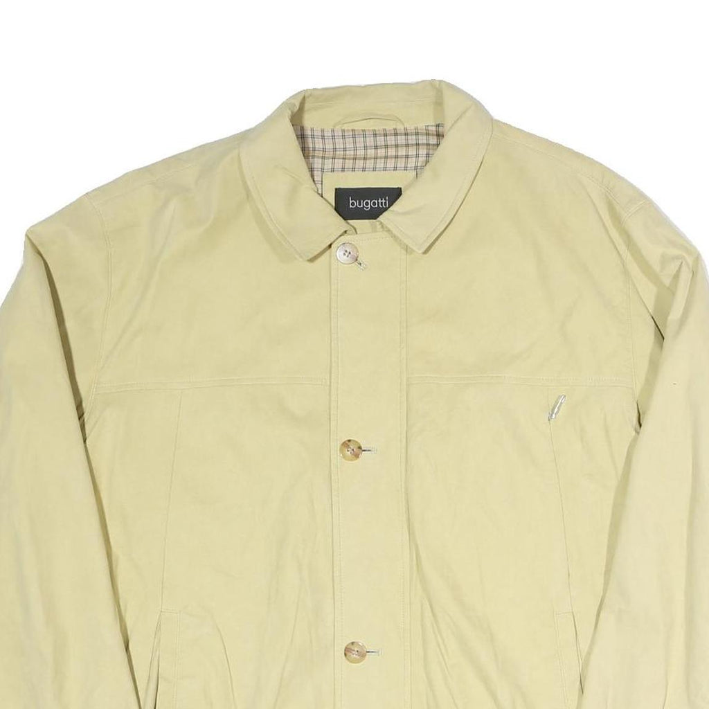 BUGATTI Mens Cream Coach Button Closure Jacket XL Polyester Blend Plain Woven