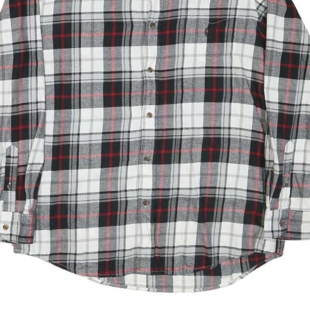 CHAPS Mens Black & White Red Check Shirt L Cotton Blend Casual Long Sleeve