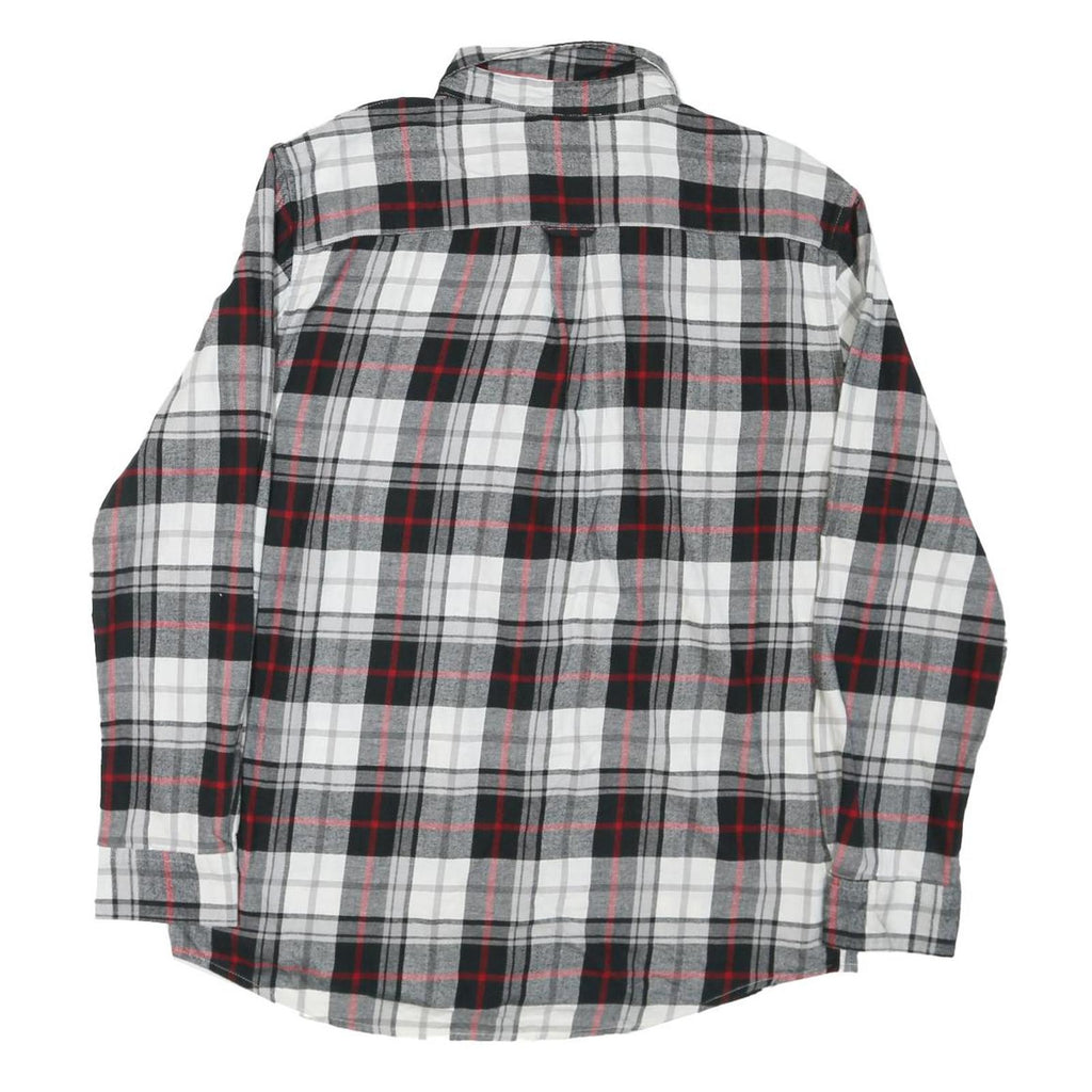 CHAPS Mens Black & White Red Check Shirt L Cotton Blend Casual Long Sleeve