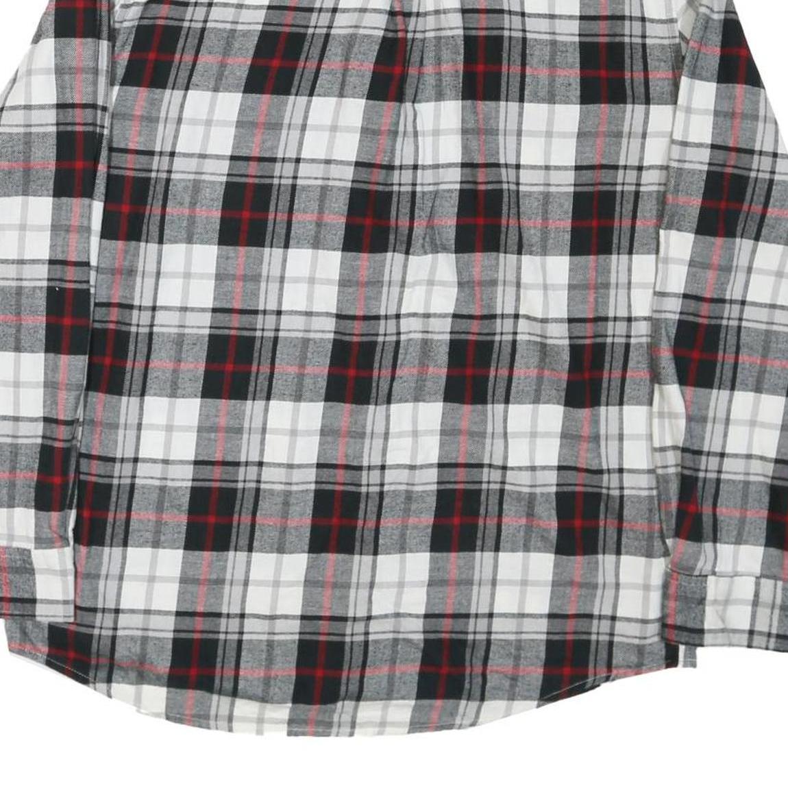 CHAPS Mens Black & White Red Check Shirt L Cotton Blend Casual Long Sleeve