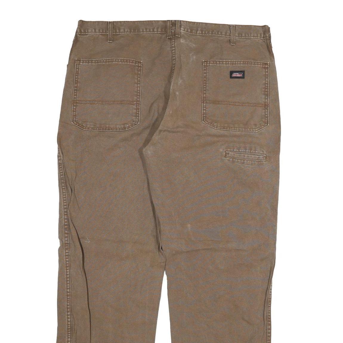 DICKIES Mens Regular Fit Brown Denim Jeans W40 L32 Workwear Style Zip Closure