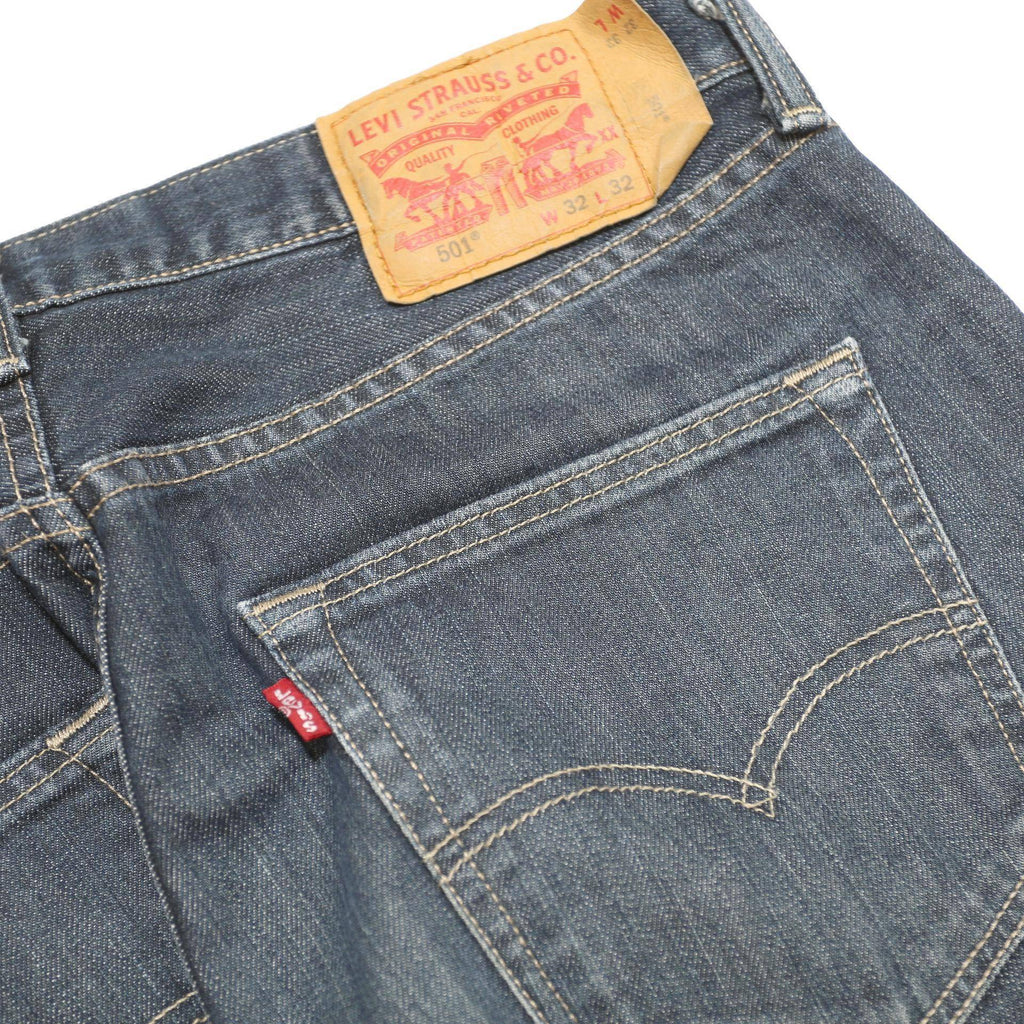 LEVI'S 501 Mens Jeans Blue Regular Straight Denim Medium W32 L32 Classic Button