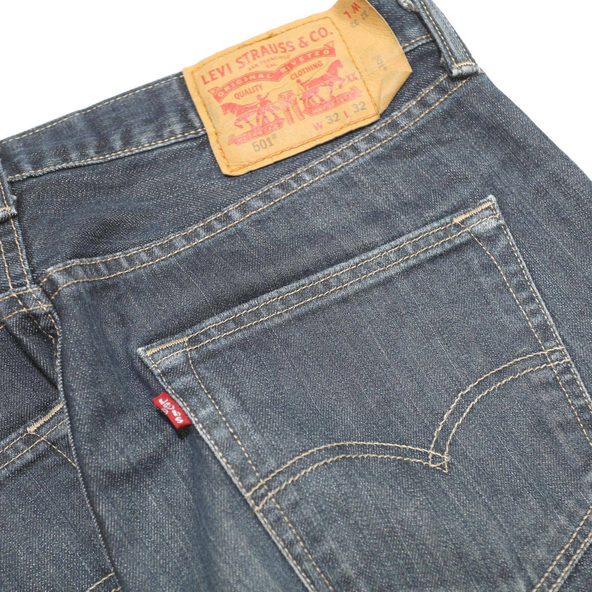 LEVI'S 501 Mens Jeans Blue Regular Straight Denim Medium W32 L32 Classic Button