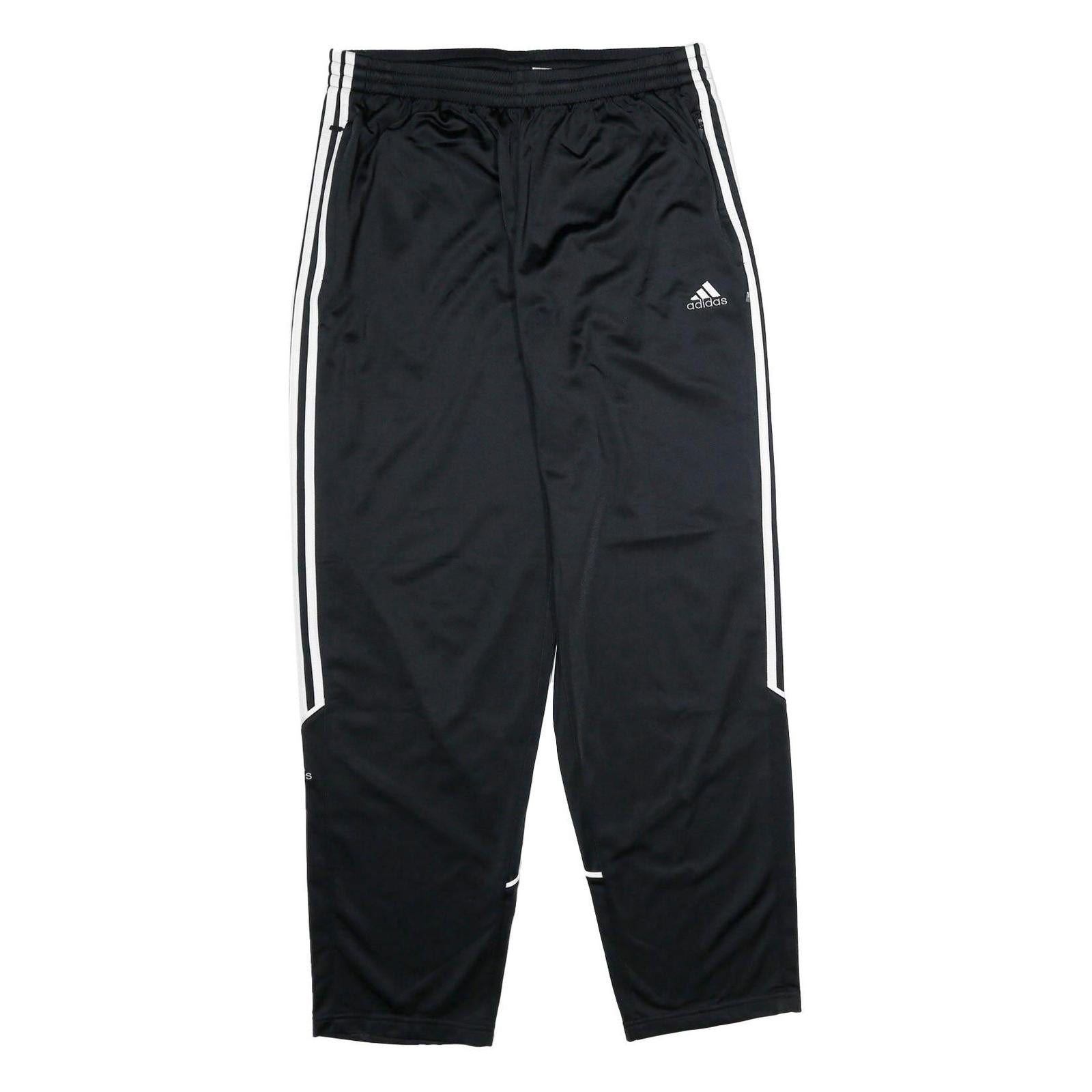 ADIDAS Mens Joggers Black & White L W32 L32 Classic Tapered Polyester Tracksuit
