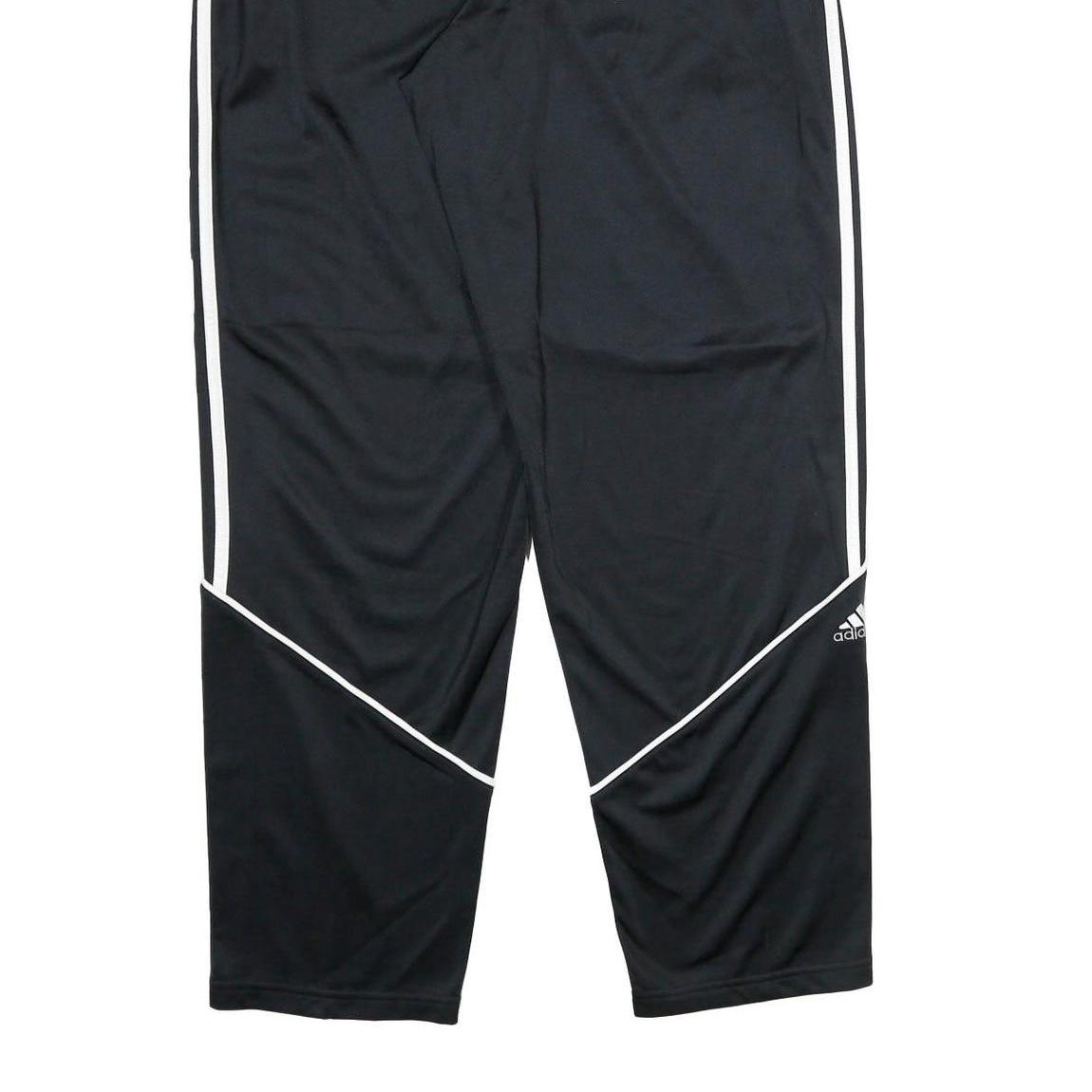 ADIDAS Mens Joggers Black & White L W32 L32 Classic Tapered Polyester Tracksuit