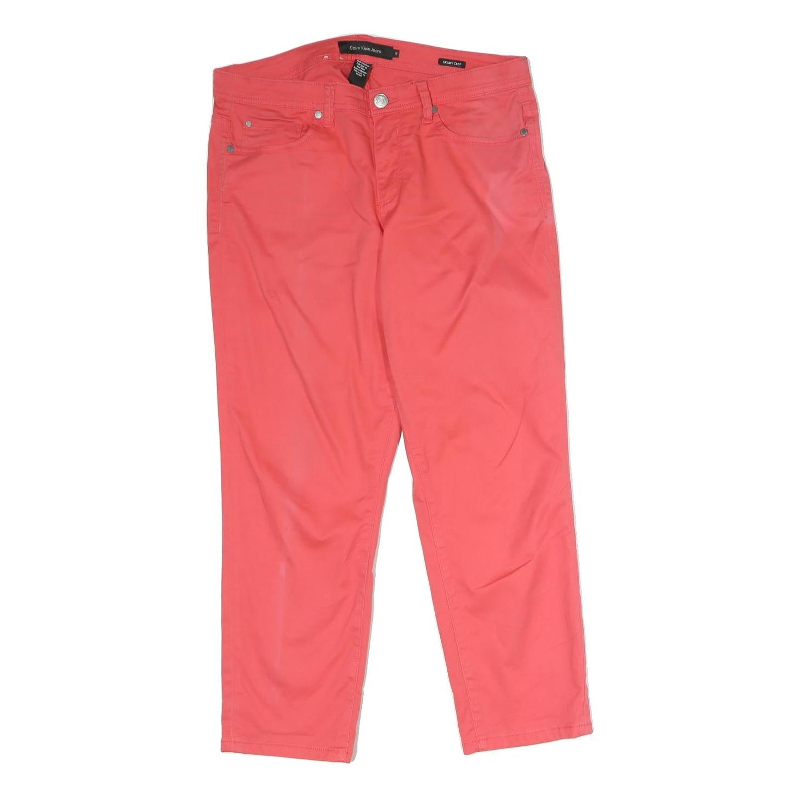 CALVIN KLEIN JEANS Womens Cotton Blend Coral Regular Straight Trousers W34 L27