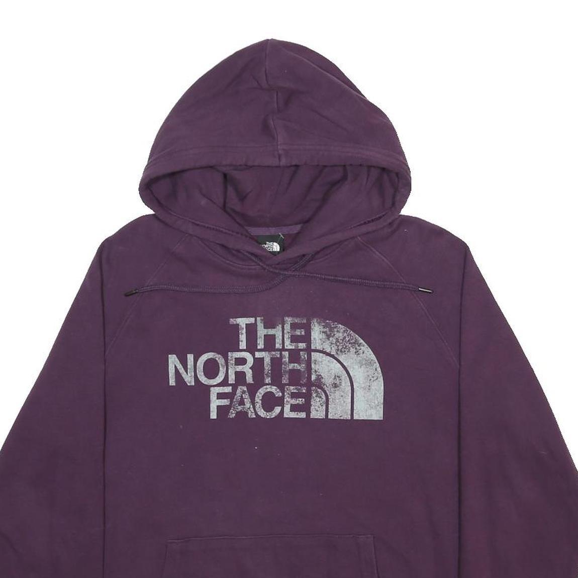 THE NORTH FACE Womens Purple Hoodie L Cotton Blend Pullover Drawstring Hood