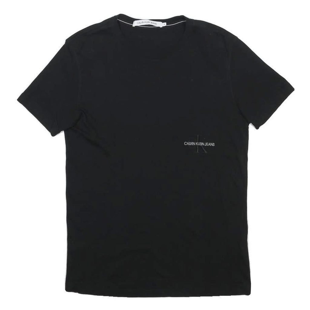 CALVIN KLEIN JEANS Mens Black Graphic T-Shirt M Short Sleeve Crew Neck Modern