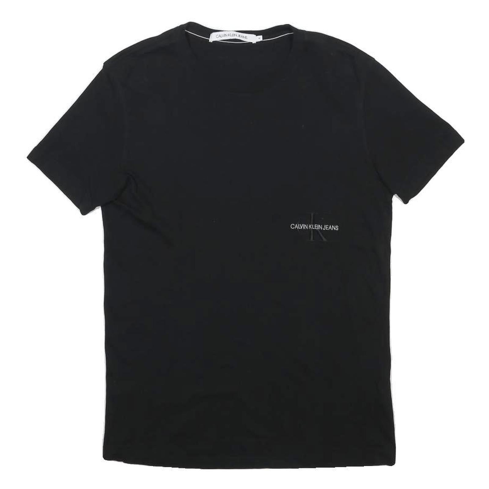 CALVIN KLEIN JEANS Mens Black Graphic T-Shirt M Short Sleeve Crew Neck Modern