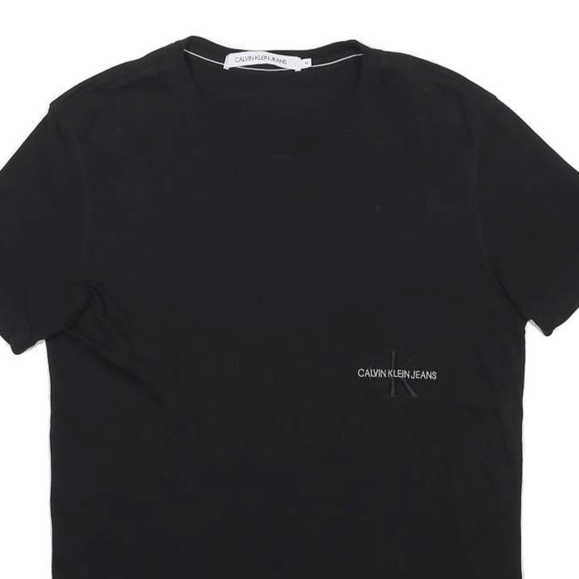 CALVIN KLEIN JEANS Mens Black Graphic T-Shirt M Short Sleeve Crew Neck Modern