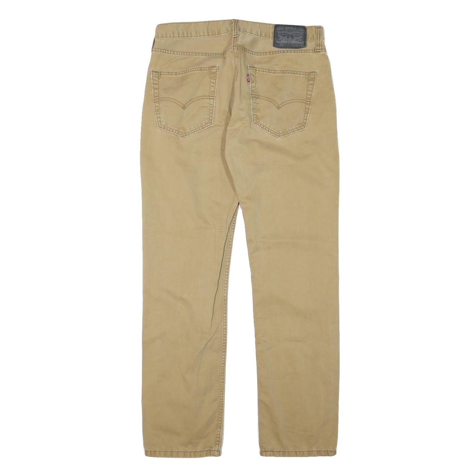 LEVI'S Mens Cotton Blend Beige Regular Straight Trousers W32 L30 Casual Everyday