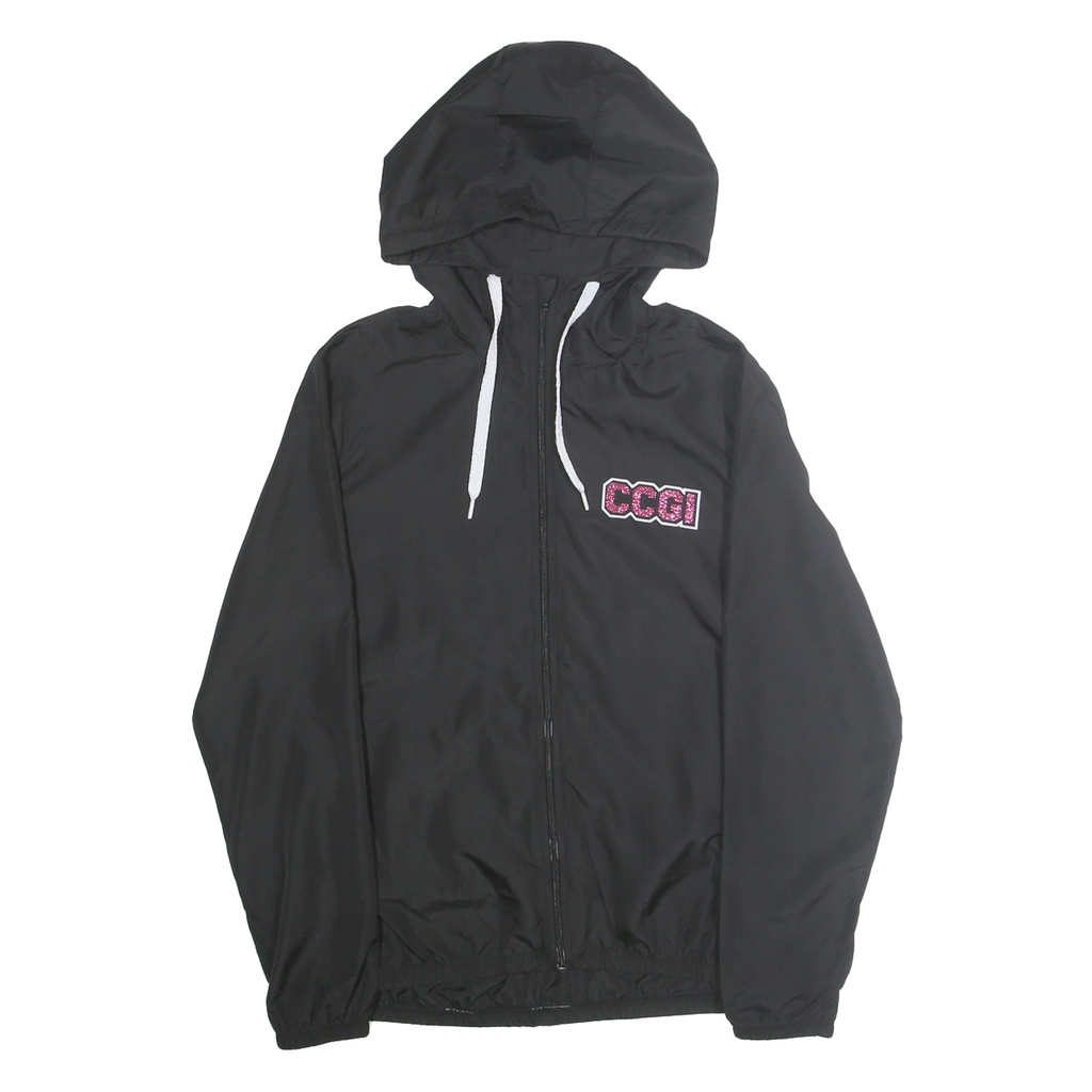 CHAMPION Womens Black Zip Hooded Gymnastics Track Jacket M Polyester Sports