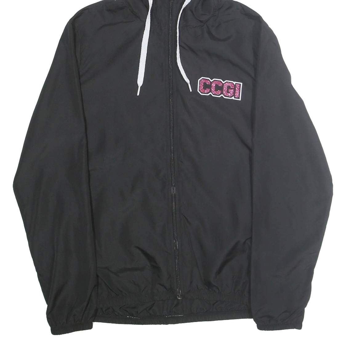 CHAMPION Womens Black Zip Hooded Gymnastics Track Jacket M Polyester Sports