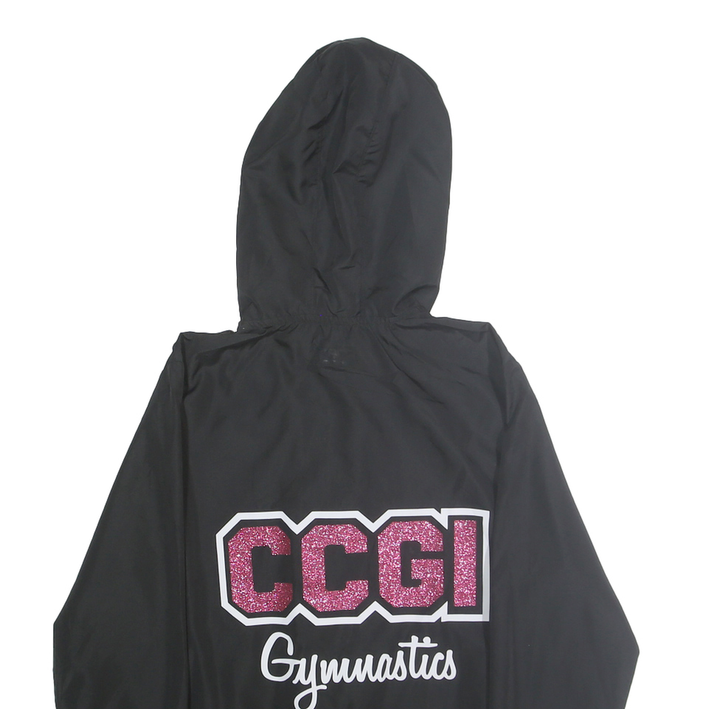 CHAMPION Womens Black Zip Hooded Gymnastics Track Jacket M Polyester Sports