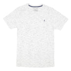 NAUTICA Boys White Marl Cotton Blend Classic Fit XL Short Sleeve Crew Neck Logo