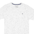 NAUTICA Boys White Marl Cotton Blend Classic Fit XL Short Sleeve Crew Neck Logo