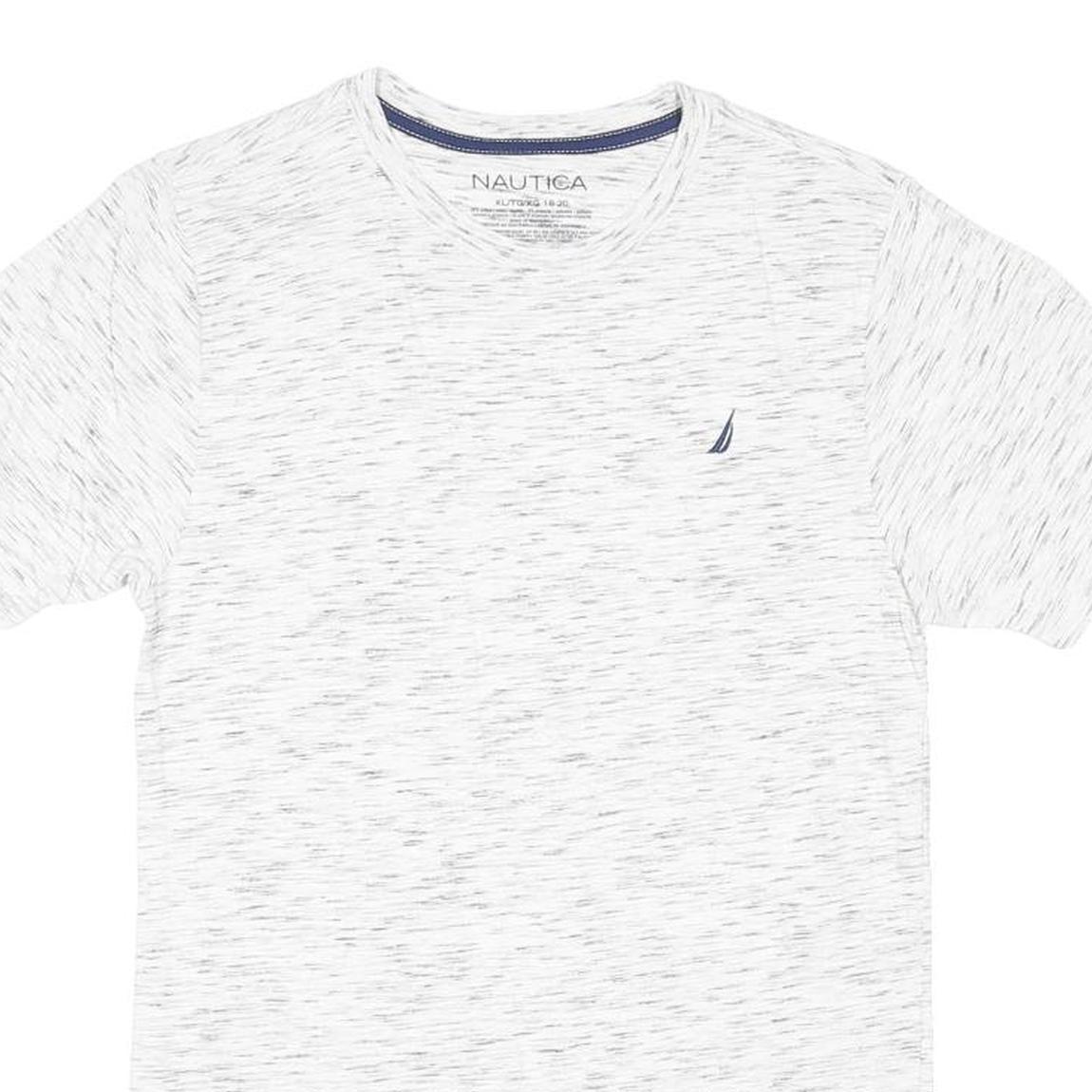 NAUTICA Boys White Marl Cotton Blend Classic Fit XL Short Sleeve Crew Neck Logo