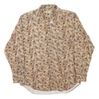 NATURAL ISSUE Mens Beige Leaf Print Shirt M Cotton Blend Casual Wear