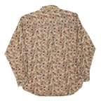 NATURAL ISSUE Mens Beige Leaf Print Shirt M Cotton Blend Casual Wear