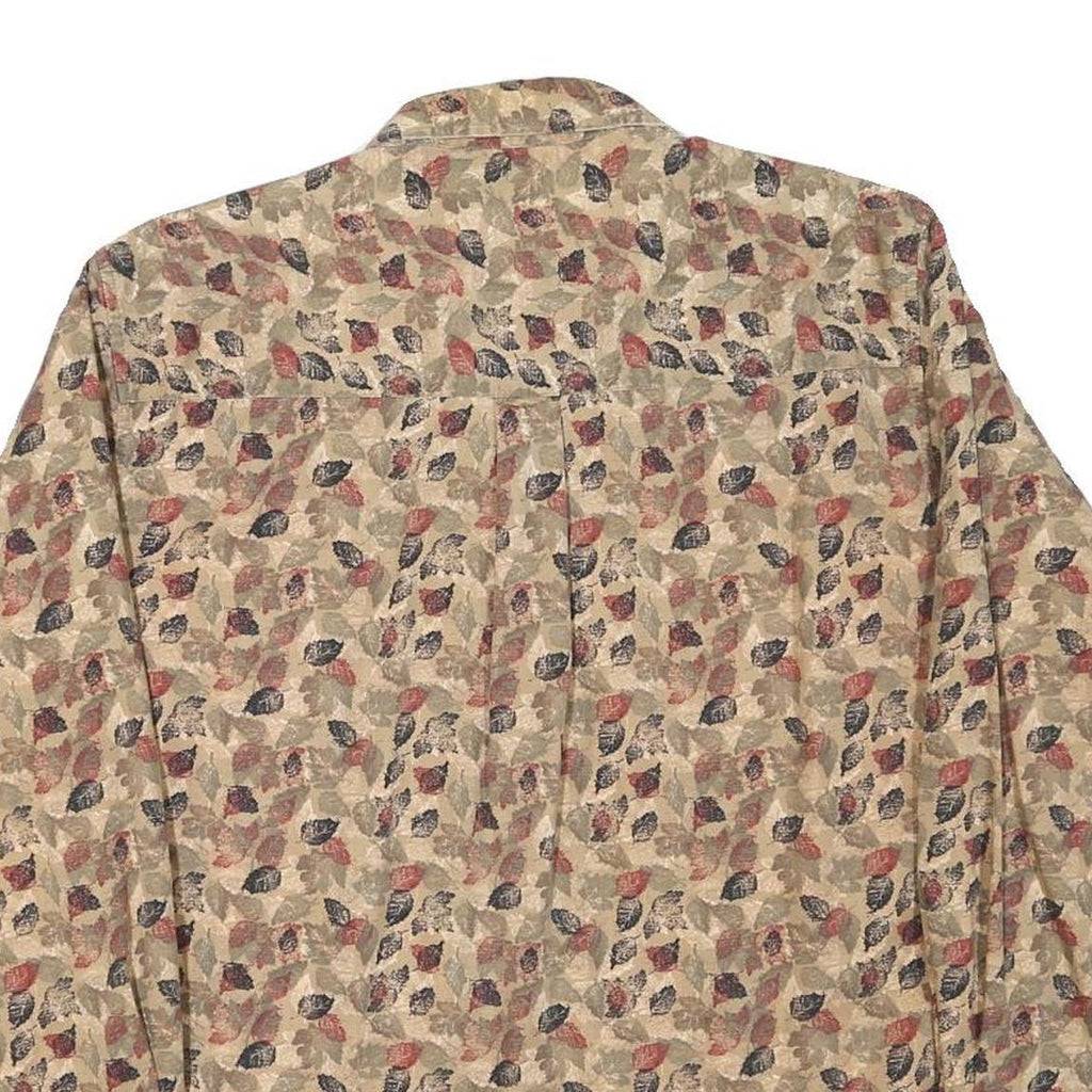 NATURAL ISSUE Mens Beige Leaf Print Shirt M Cotton Blend Casual Wear