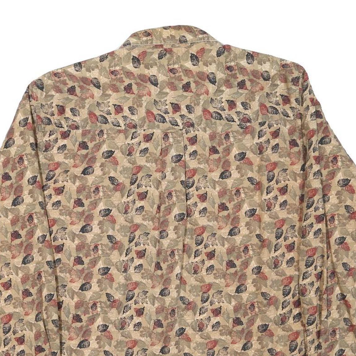 NATURAL ISSUE Mens Beige Leaf Print Shirt M Cotton Blend Casual Wear