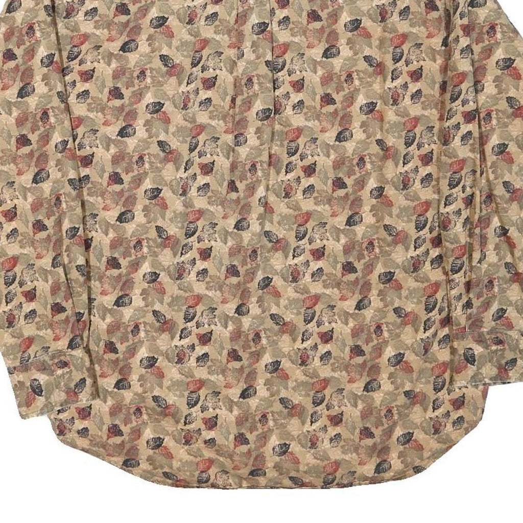 NATURAL ISSUE Mens Beige Leaf Print Shirt M Cotton Blend Casual Wear