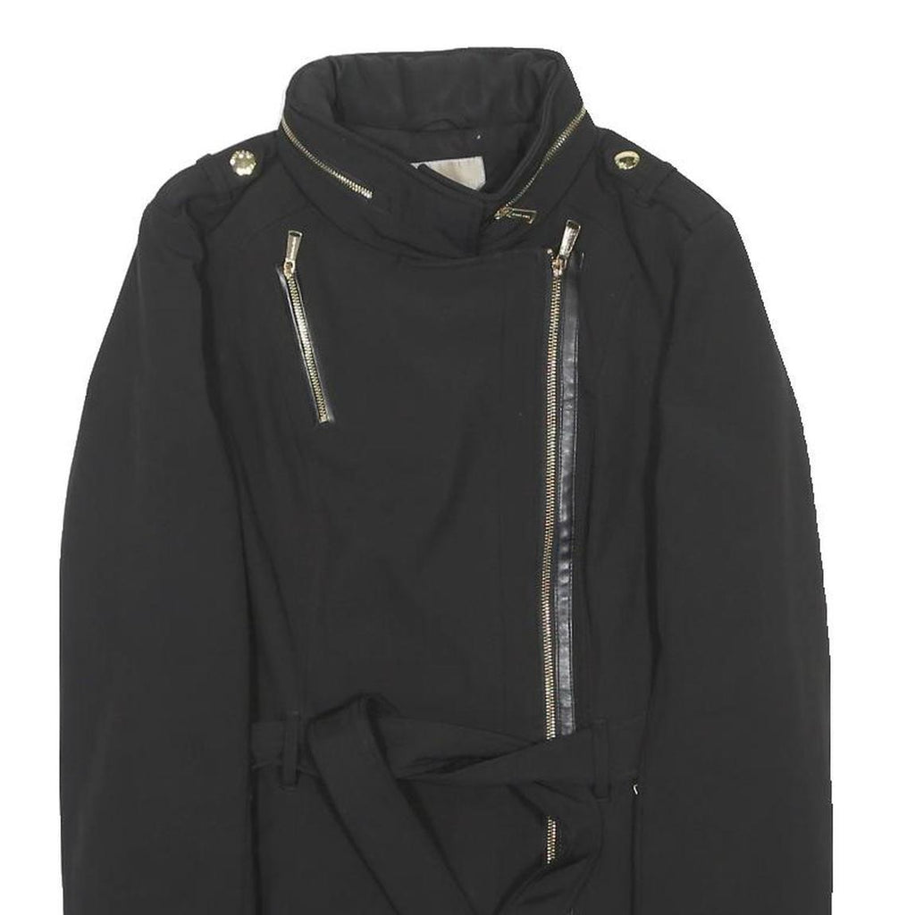 MICHAEL KORS Womens Black Zip Jacket M Polyester Classic Belted Stylish