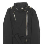 MICHAEL KORS Womens Black Zip Jacket M Polyester Classic Belted Stylish