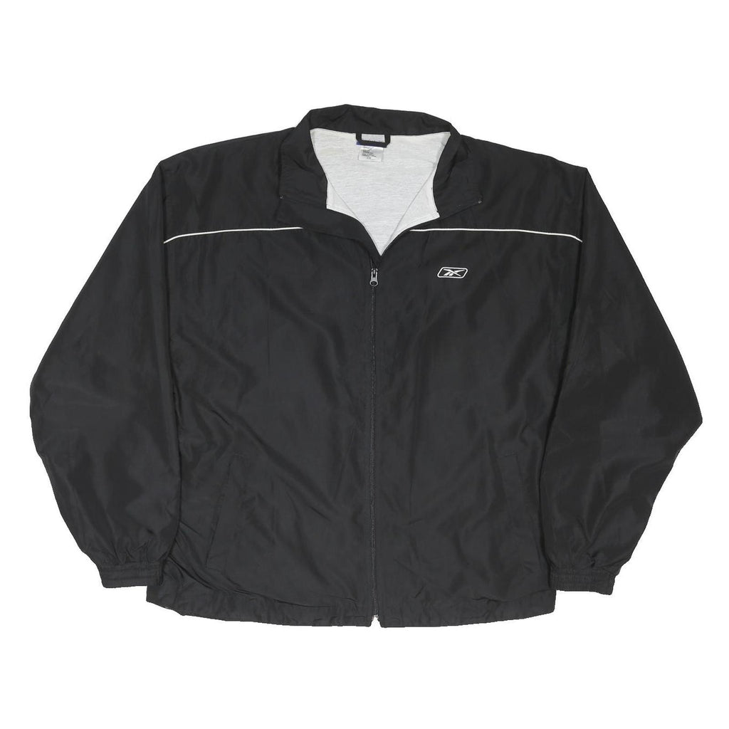 REEBOK Mens Black Jacket L Polyester Blend Zip Track Sports Casual