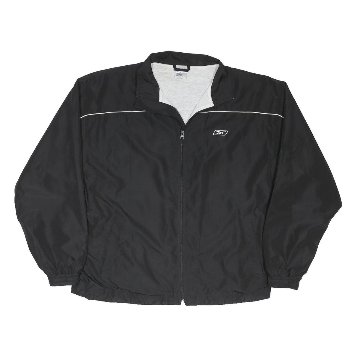 REEBOK Mens Black Jacket L Polyester Blend Zip Track Sports Casual