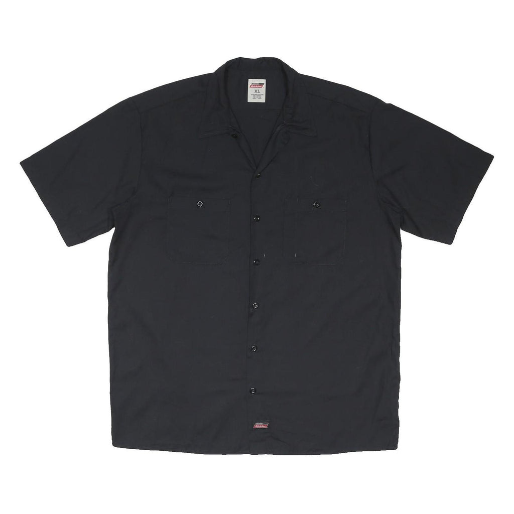 DICKIES Mens Black Work Shirt XL Polyester Blend Short Sleeve Button