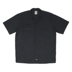 DICKIES Mens Black Work Shirt XL Polyester Blend Short Sleeve Button