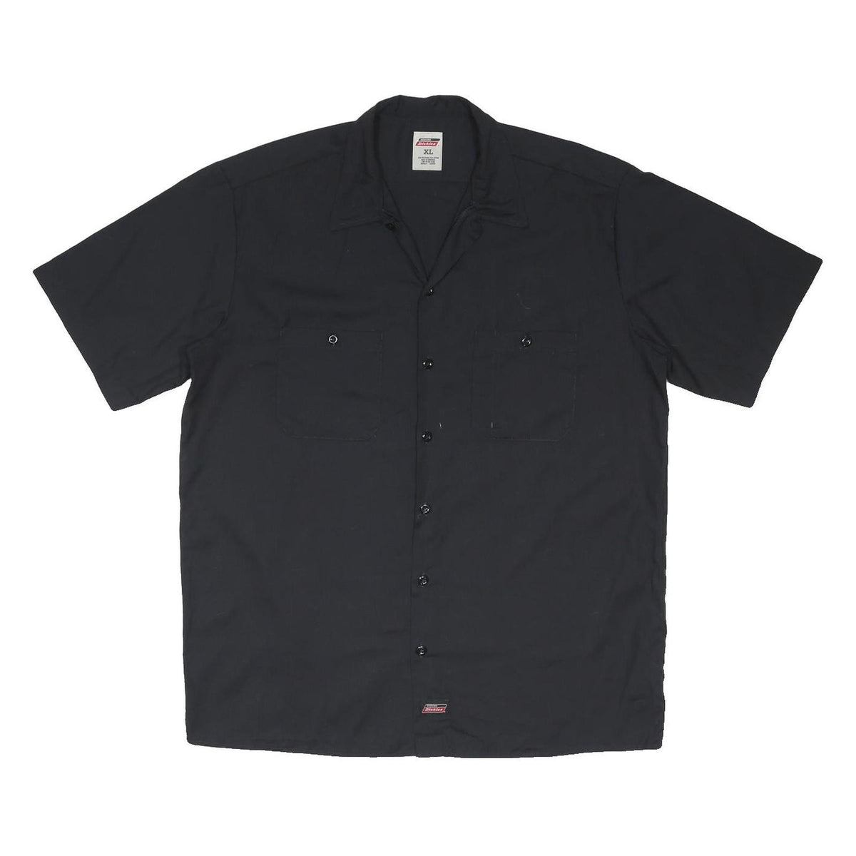 DICKIES Mens Black Work Shirt XL Polyester Blend Short Sleeve Button