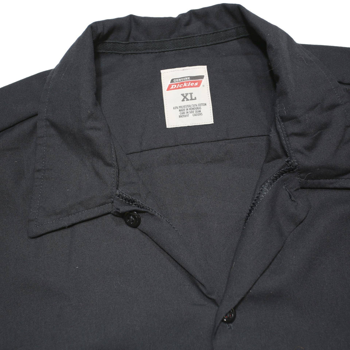 DICKIES Mens Black Work Shirt XL Polyester Blend Short Sleeve Button