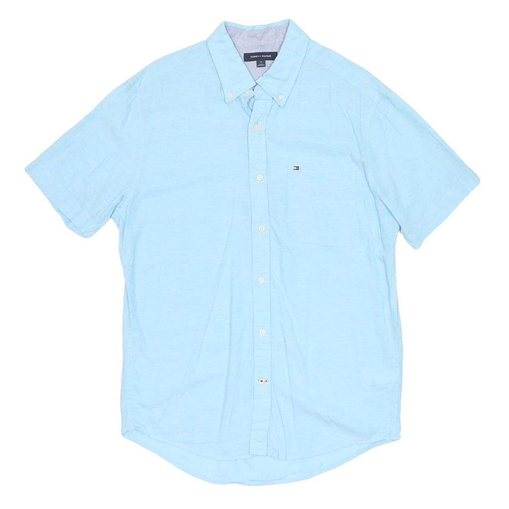 TOMMY HILFIGER Mens Blue Short Sleeve Shirt M Classic Button-Down Casual Cotton