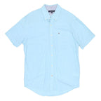TOMMY HILFIGER Mens Blue Short Sleeve Shirt M Classic Button-Down Casual Cotton