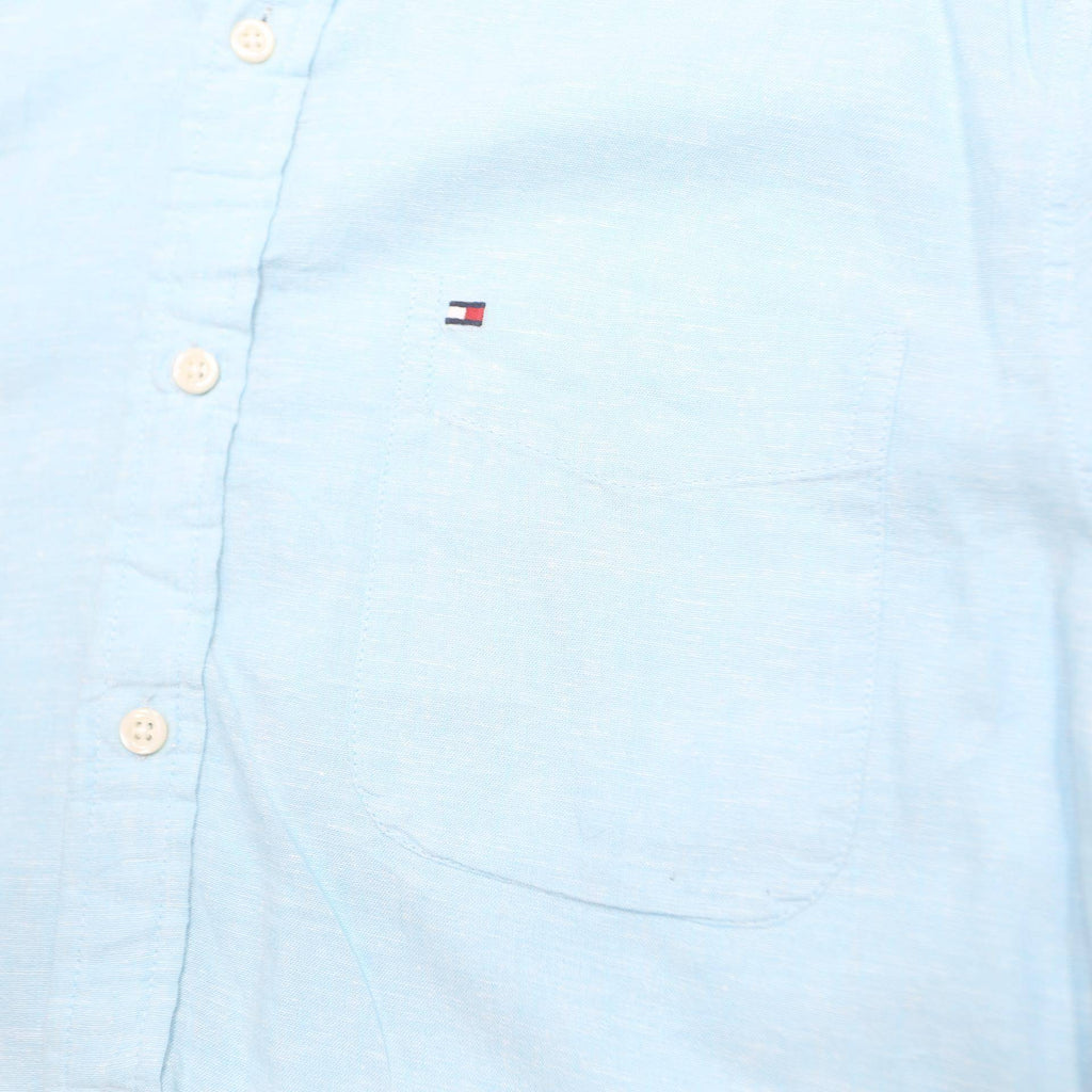 TOMMY HILFIGER Mens Blue Short Sleeve Shirt M Classic Button-Down Casual Cotton