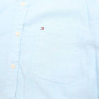 TOMMY HILFIGER Mens Blue Short Sleeve Shirt M Classic Button-Down Casual Cotton