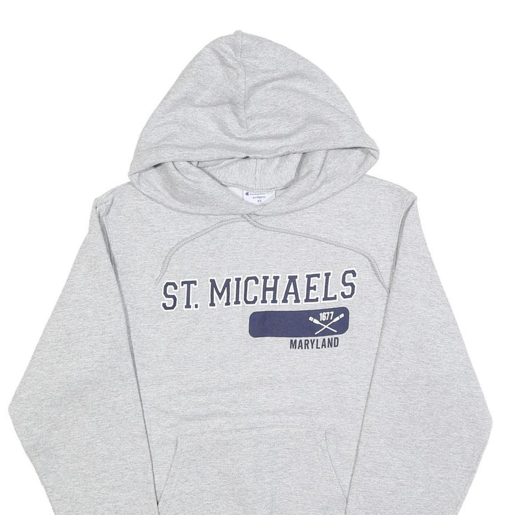 CHAMPION Mens Grey St Michaels Printed Pullover Hoodie XS Casual Streetwear