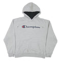 CHAMPION Mens Grey Hoodie L Cotton Blend Pullover Drawstring Casual Sweatshirt
