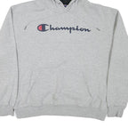 CHAMPION Mens Grey Hoodie L Cotton Blend Pullover Drawstring Casual Sweatshirt