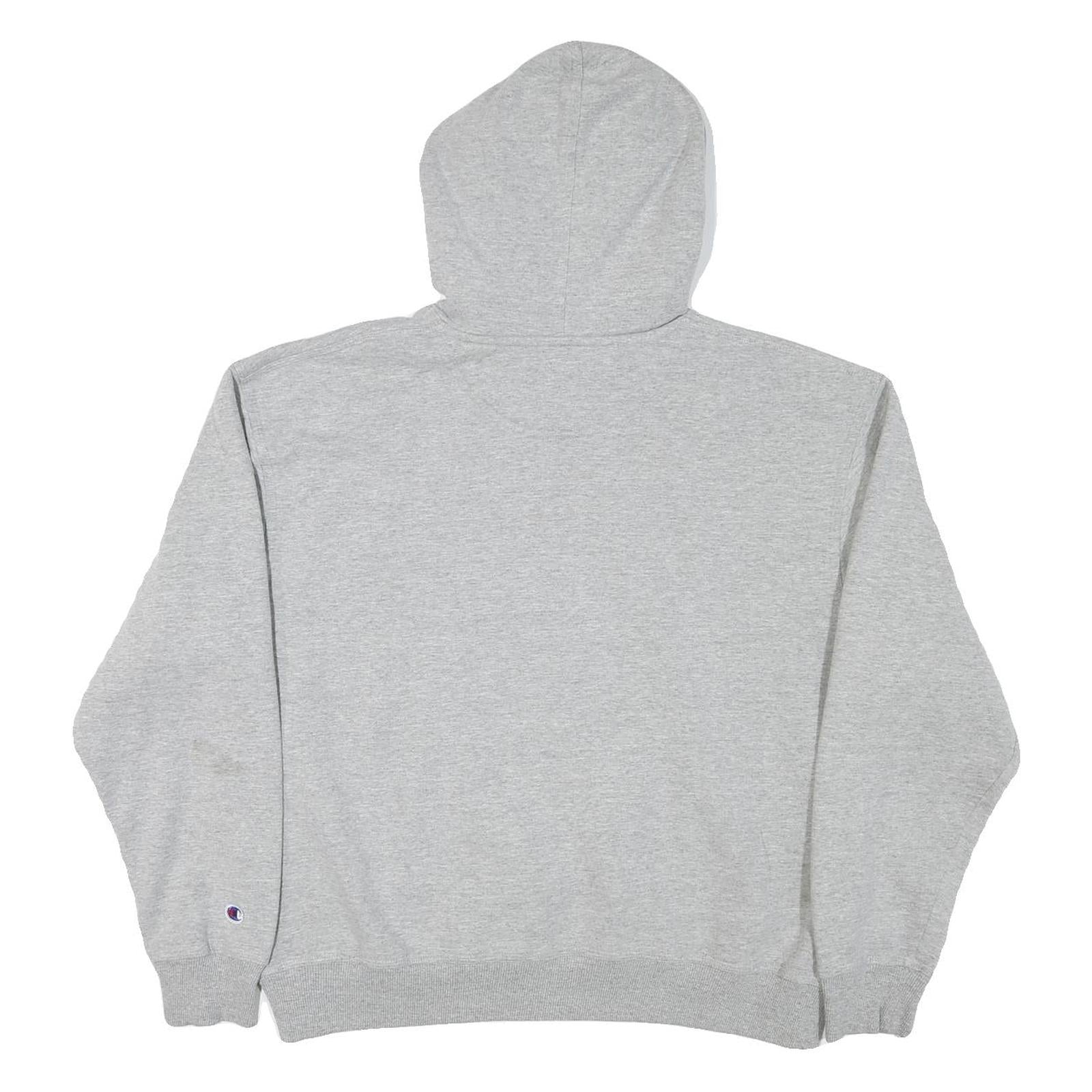 CHAMPION Mens Grey Hoodie L Cotton Blend Pullover Drawstring Casual Sweatshirt